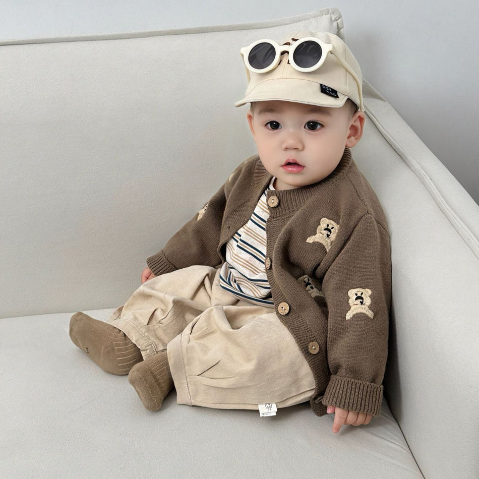 INSTOCK- Boys’ Knitted Cardigan Suit 2025 Korean Style