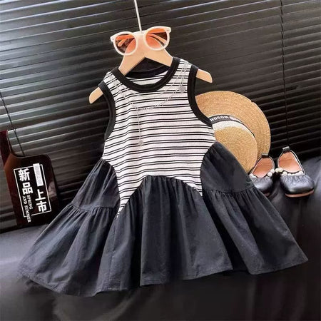 Girls Striped Vacation Dress Summer 2025 New Style – Summer Kids Fashion Nepal | Tudoholic