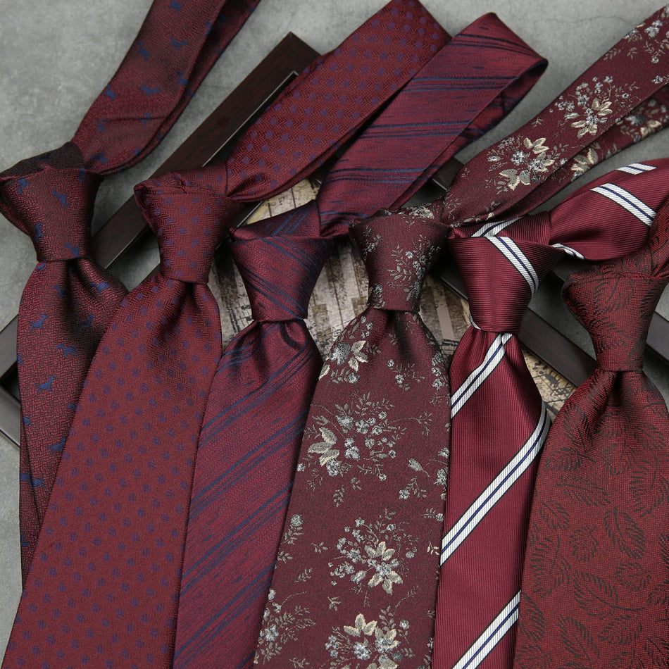 Men’s Wine Red Wedding Tie – 8cm Formal Groom's Tie