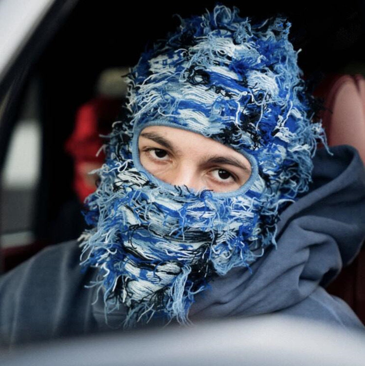 Handmade Halloween Balaclava – Distressed Wool Ski Mask