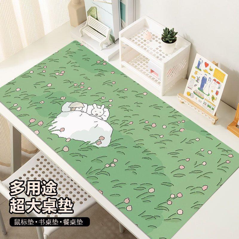 Korean Illustration Leather Oversized Desk Pad