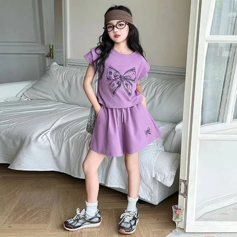Girls’ Summer 2025 Korean-Style Two-Piece Set – Summer Kids Fashion Nepal | Tudoholic