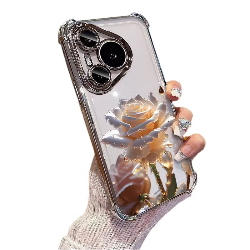 INSTOCK-Crystal Rose Transparent iPhone Case Drop Resistant