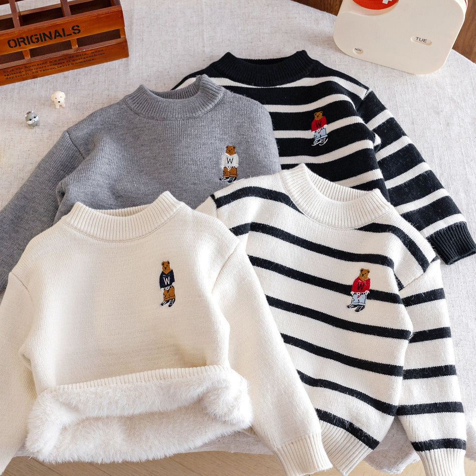 Children’s Velvet Thickened Sweater 2025 Autumn Winter Warm Knit