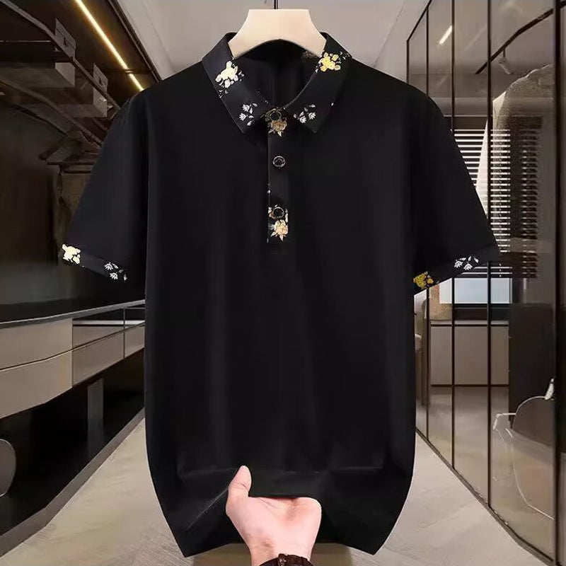 New Summer Men's Lapel Slim Short-Sleeved Polo Shirt