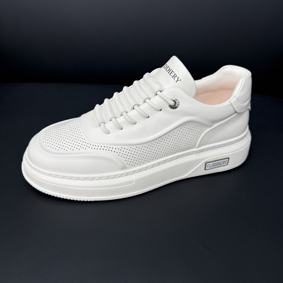 White Thick-Soled Height-Enhancing Sports Shoes – Summer 2025