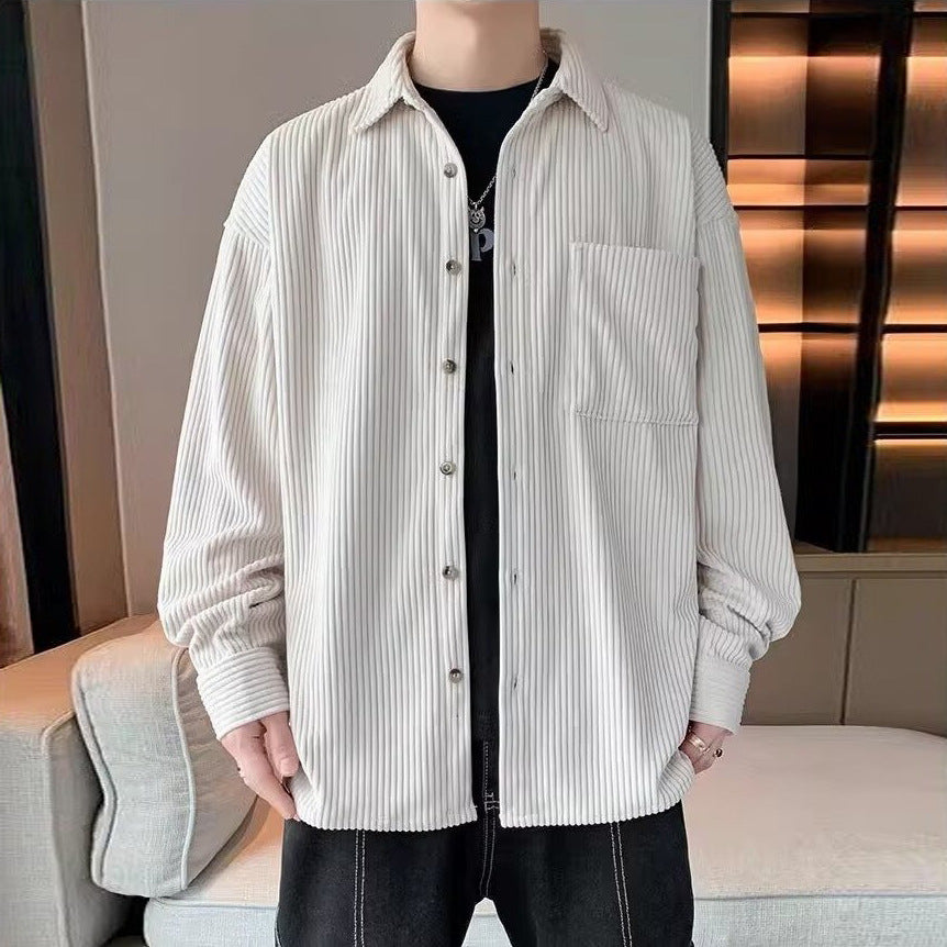 Men's Corduroy Long-Sleeve Casual Work Shirt Jacket