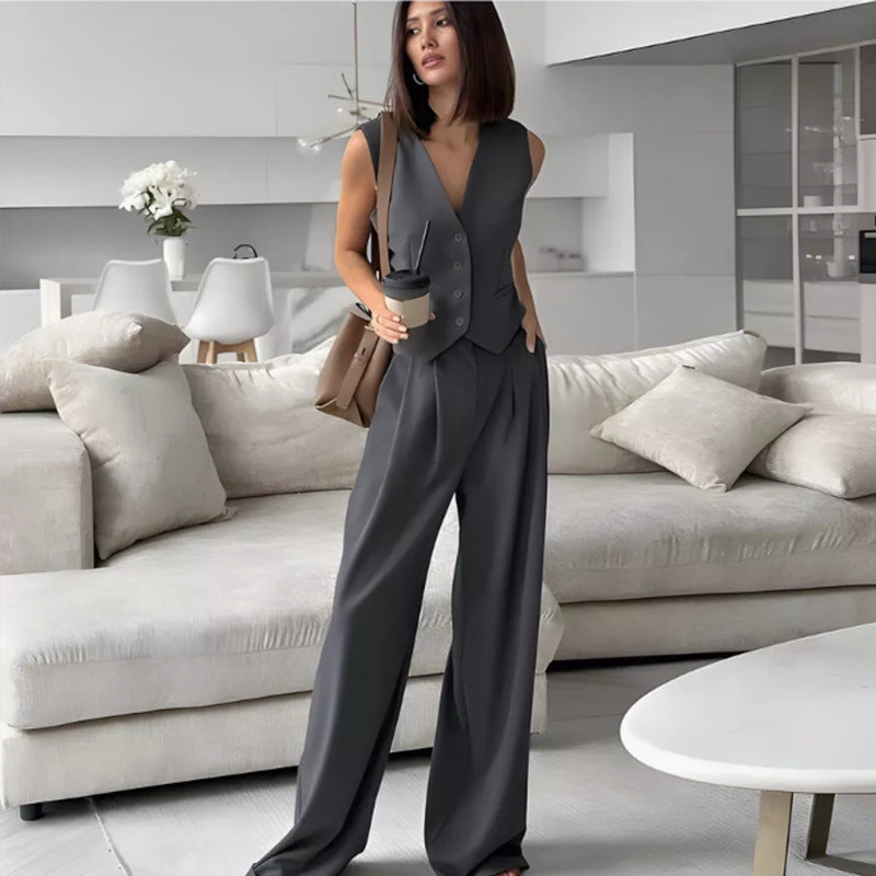 Wide-Leg Pants Suit Set