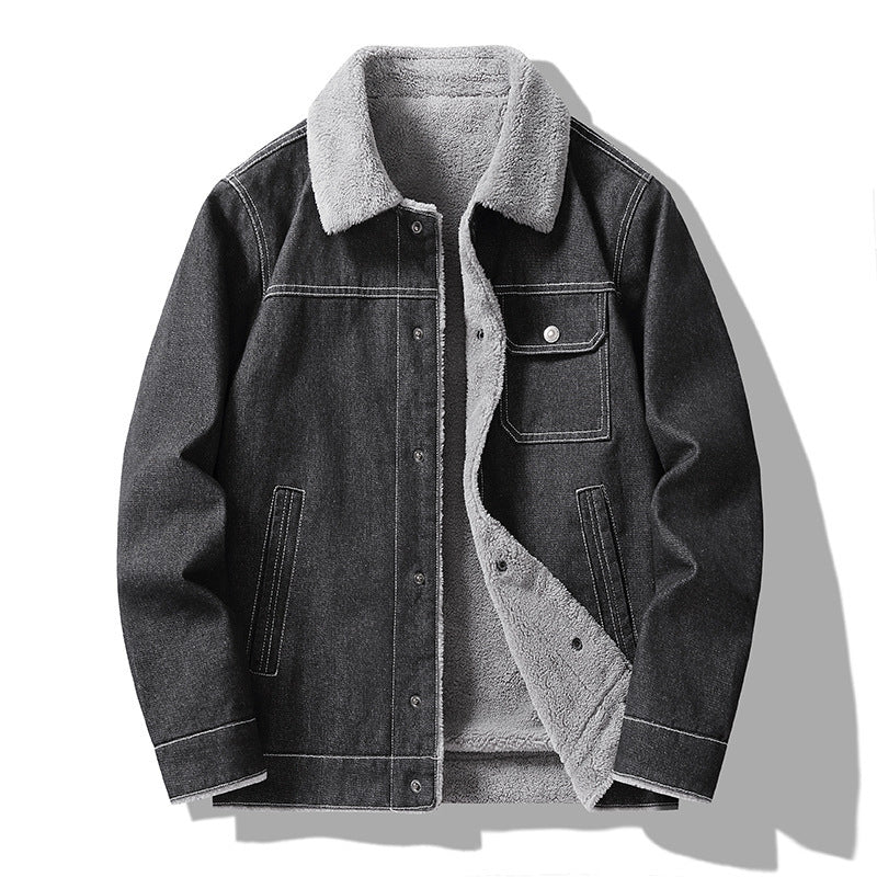 Men’s Denim Jacket | Autumn Winter Hong Kong Style Cotton-Padded