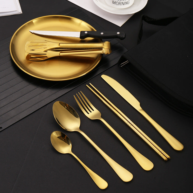 Outdoor Stainless Steel Camping Tableware Knife Fork Spoon Set