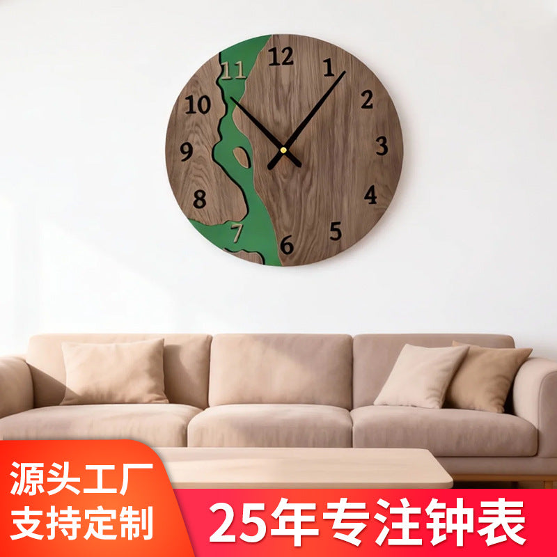 American Style Silent Wood Grain Wall Clock