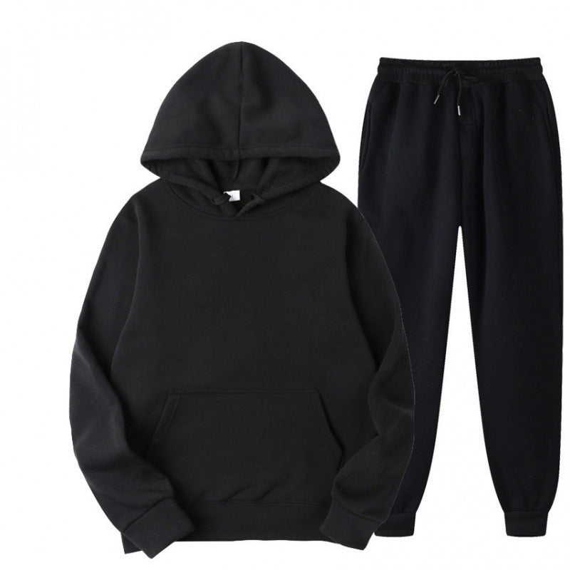 Men's Spring-Autumn Solid Color Hooded Sports Suit