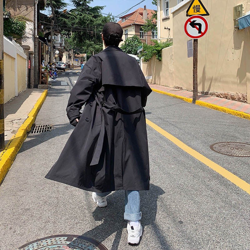 STOCK-Men’s Over-the-Knee Loose Coat – Spring Autumn Hong Kong