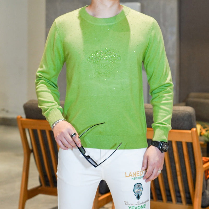 Men’s Autumn Winter Diamond Pattern Loose Fashion Sweater