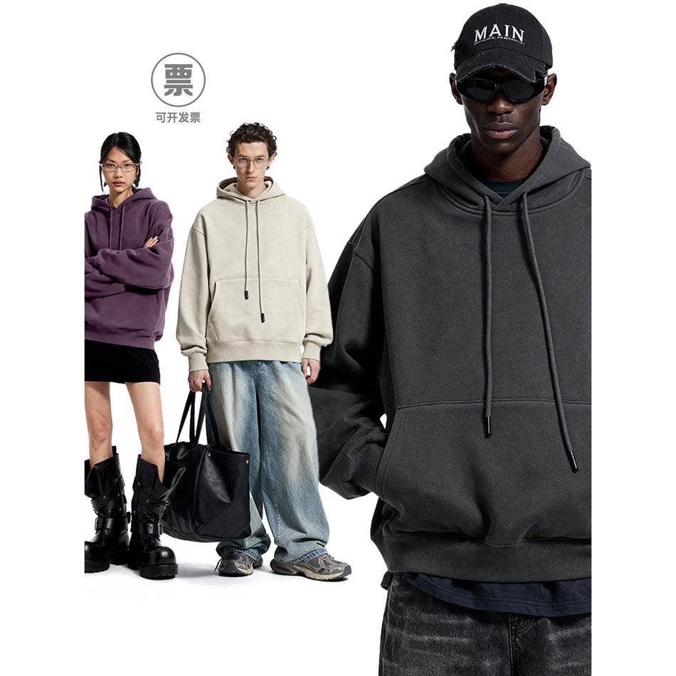 American Style 350g Fleece Lined Hoodie Sweatshirt Men Tops