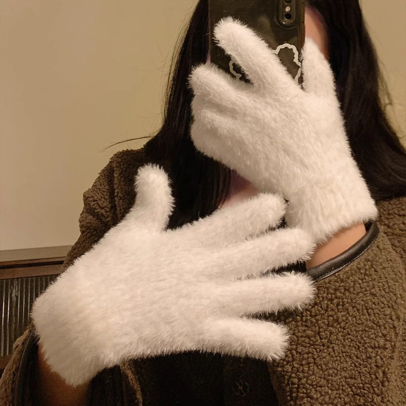 Knitted Wool Rabbit Fur Gloves