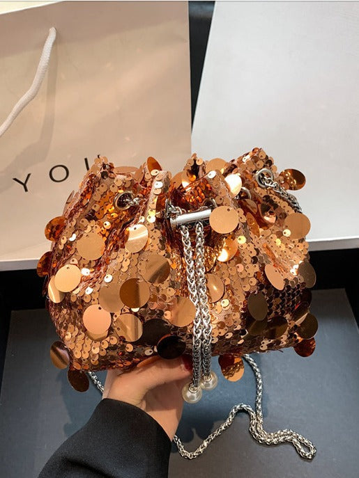 2024 Sequin Evening Bucket Bag – Elegant Retro Crossbody