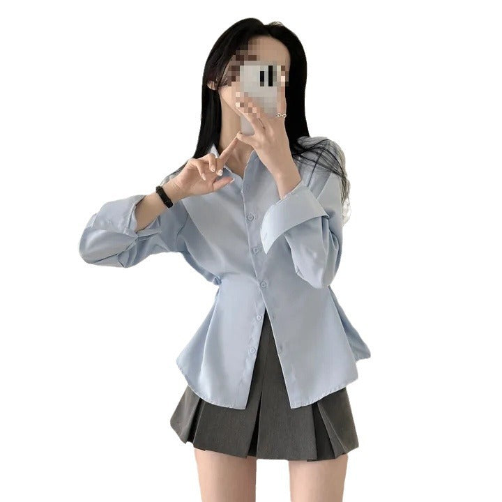 STOCK - Women's Korean Slim Fit Lapel Long Sleeve Shirt