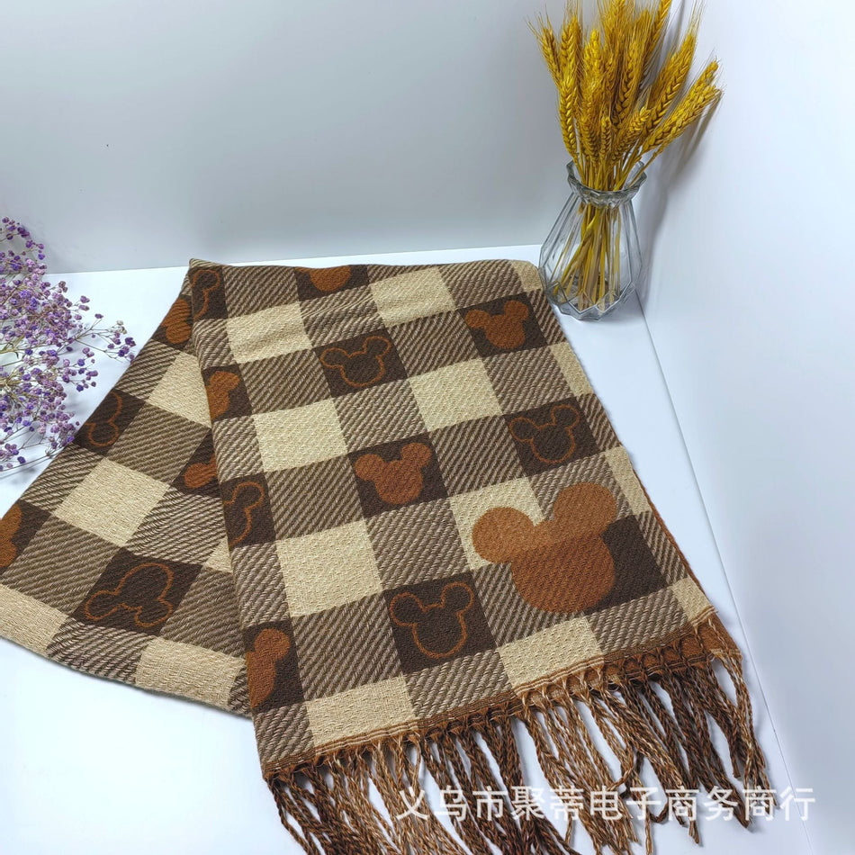 Plaid Imitation Cashmere Warm Scarf Nepal