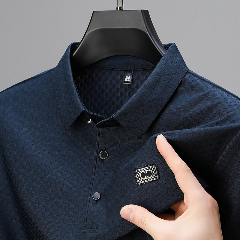 2025 Summer Ice Silk Men’s Collared Polo T-Shirt