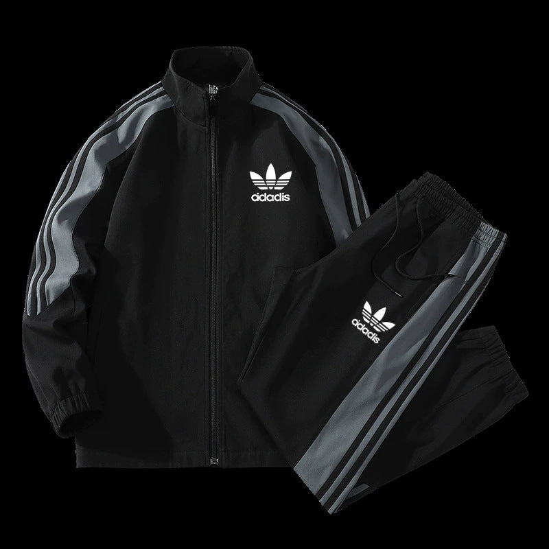 Men's Spring Stand-Collar Cardigan Sports Two-Piece Set