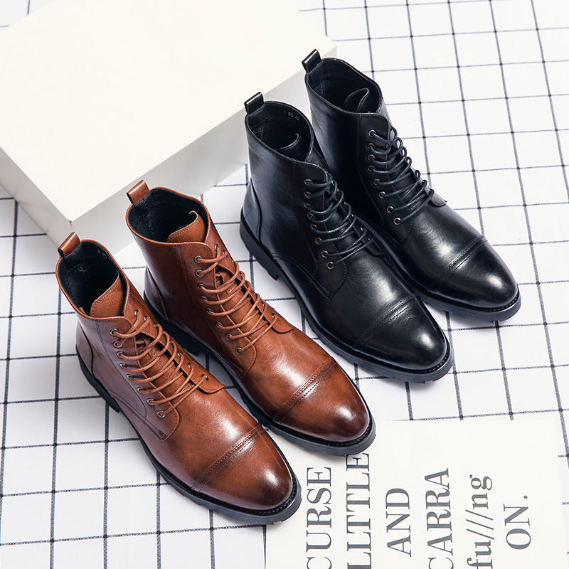 INSTOCK-Men's Stylish High-Top Boots | Brogue Leather Design