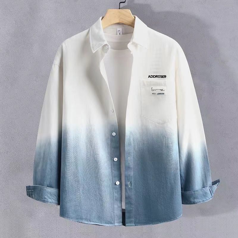 Men’s Gradual Color Long Sleeve Shirt – Casual & Business Style