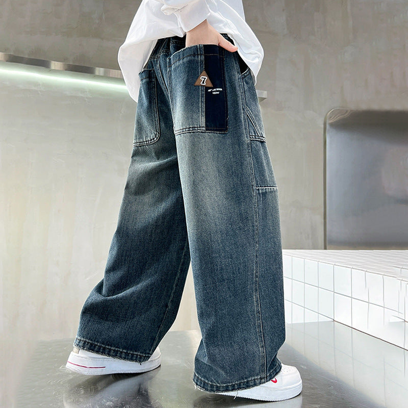 Boys Casual Denim Wide Leg Pants Autumn Winter 2025