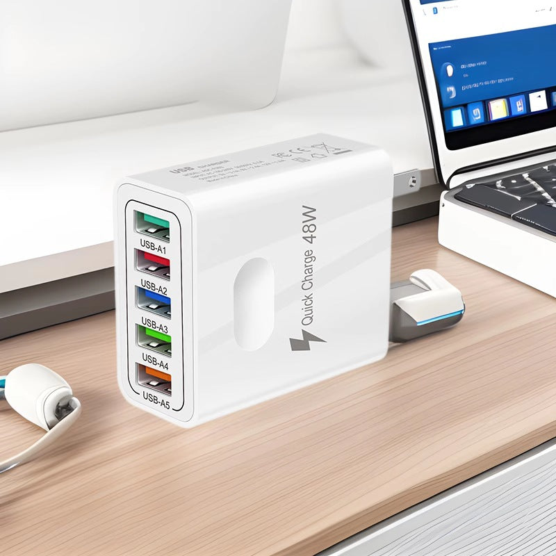 48W 5-USB Multi-Port Travel Fast Charger