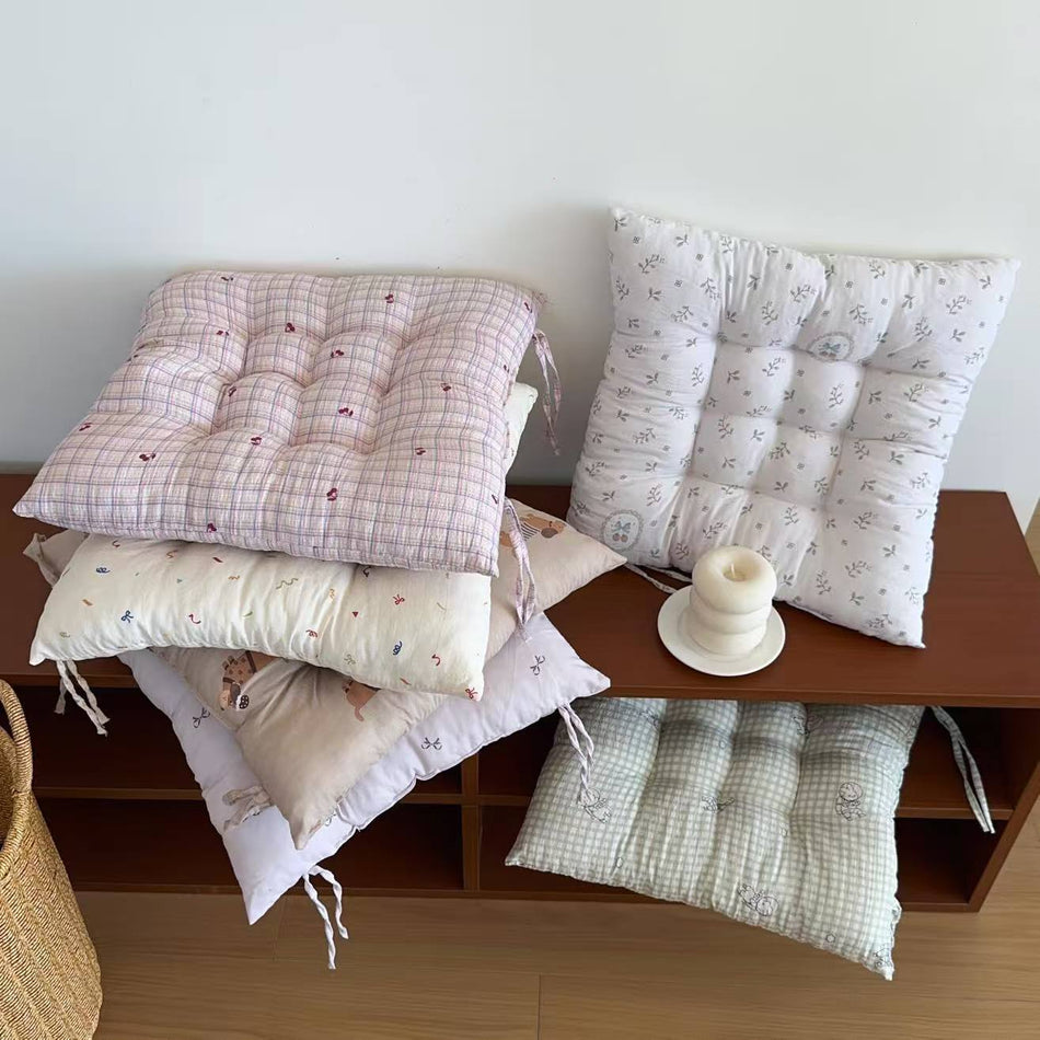 Small Floral Chair Cushion for Home, Office & Car