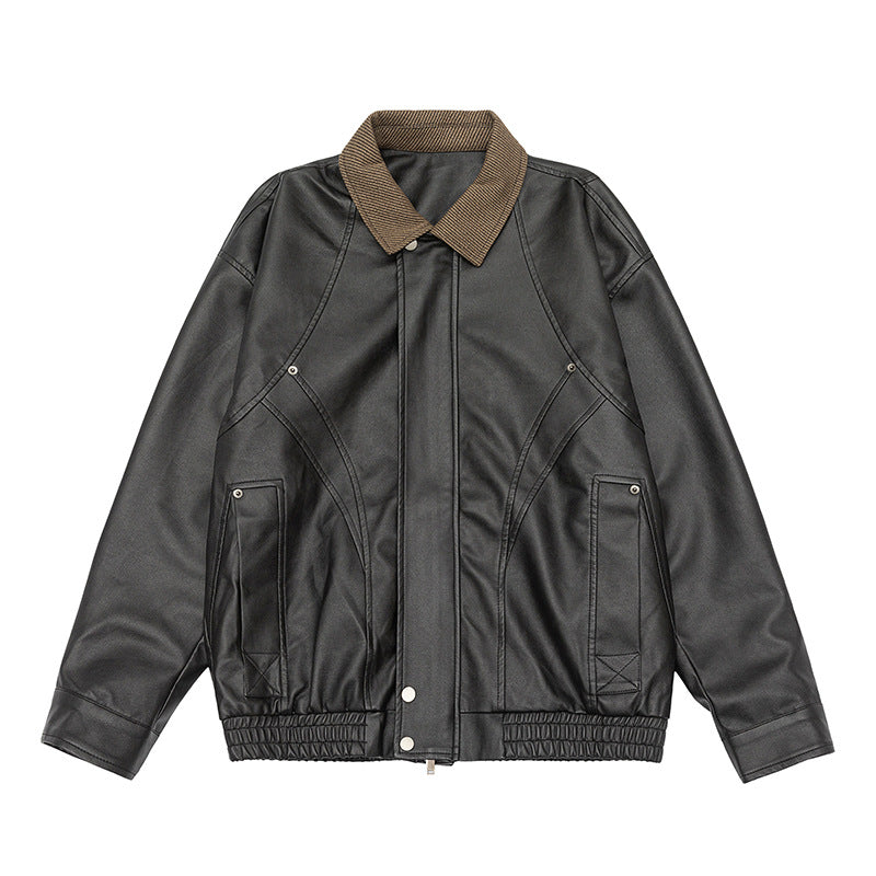 Muqiu Men’s PU Leather Jacket | 2025 Autumn Motorcycle Windproof