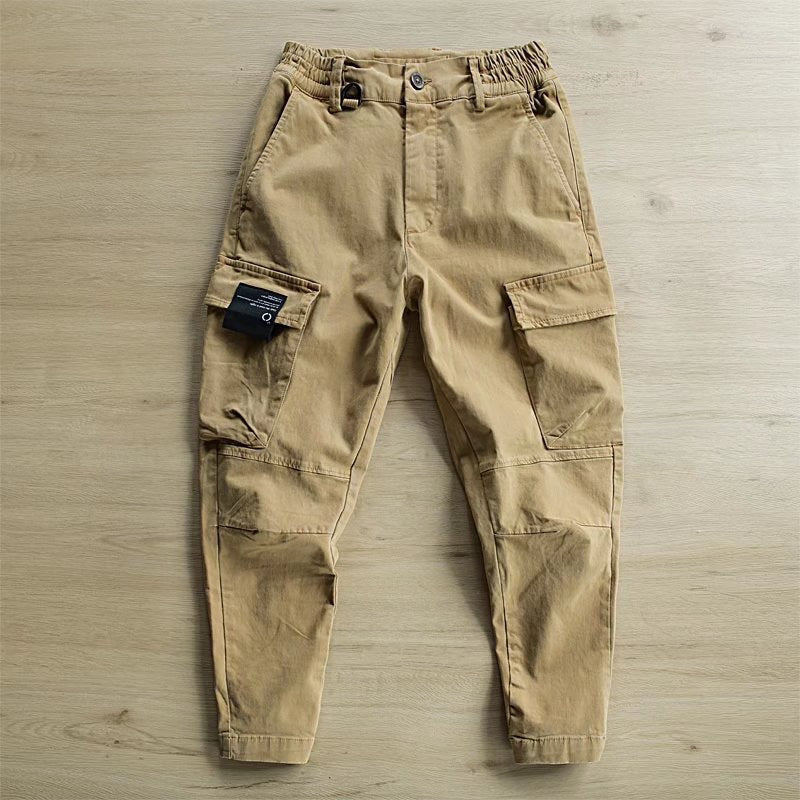 INSTOCK-Cotton Cargo Pants Men Multi-Pocket Loose