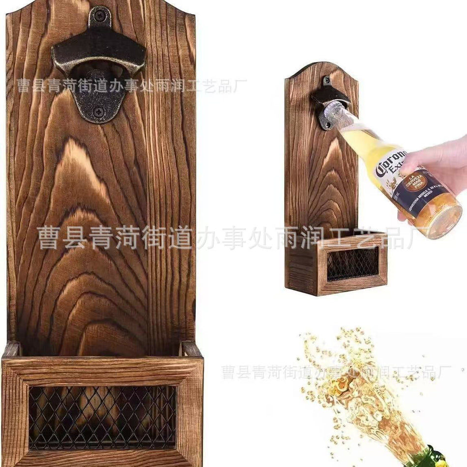 Wooden Wall-Mounted Retro Beer Bottle Opener - 2 Pc