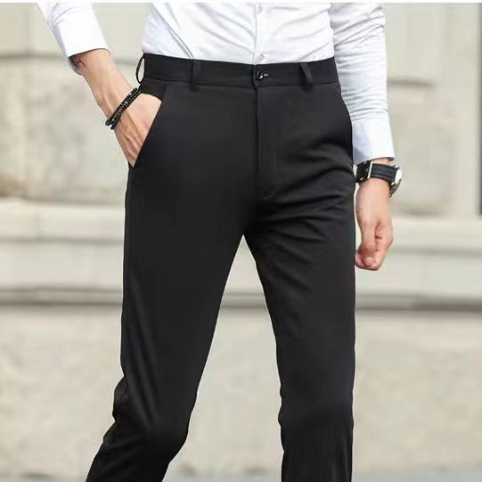 STOCK-Men's Stretch Business Pants – Mid-Age Straight Fit
