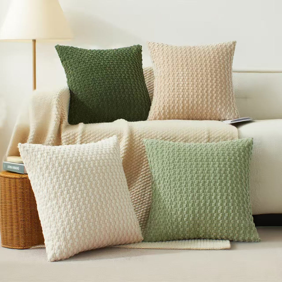 3D Plaid Corduroy Pillowcase Backrest Cushion for Home