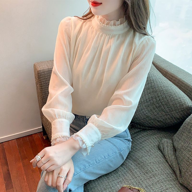 Velvet Chiffon Lace Inner Shirt Elegant Autumn Winter Style!