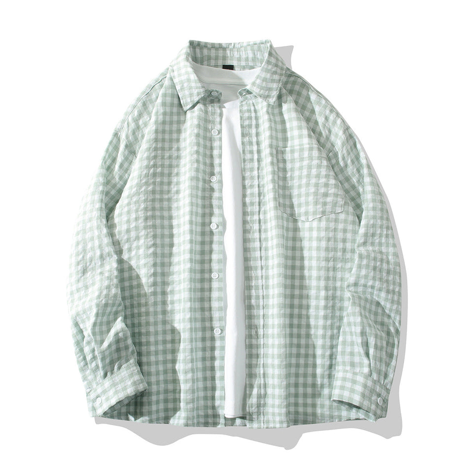 Men’s Plaid Overshirt Long Sleeve Casual Jacket