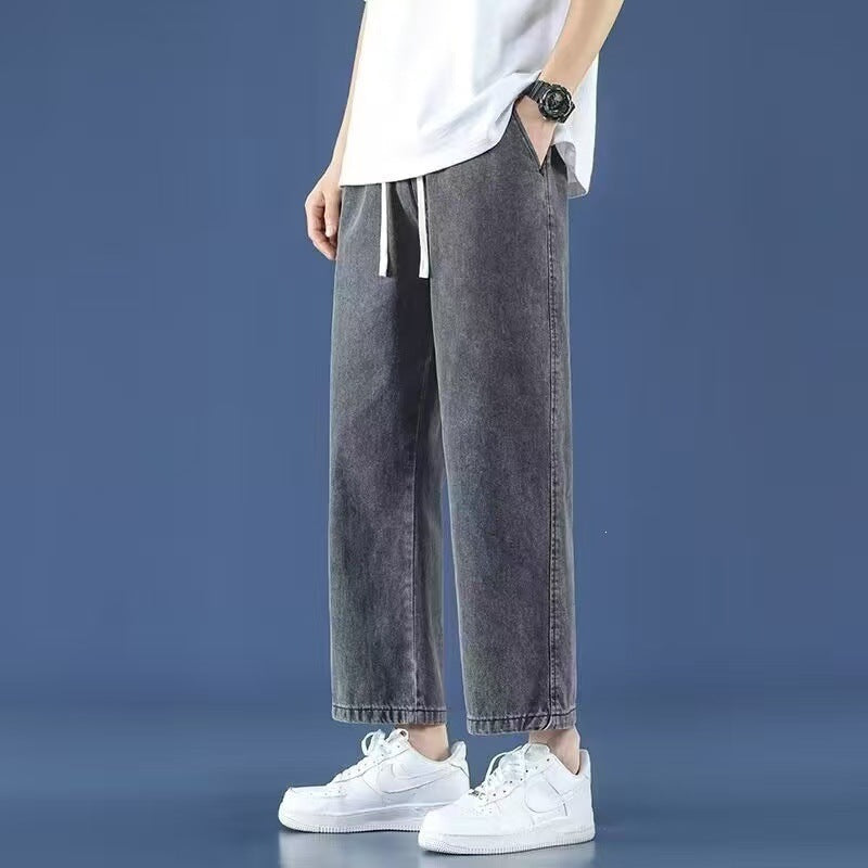 Men’s Loose Wide-Leg Cropped Summer Jeans