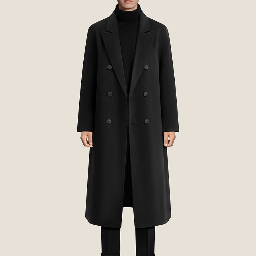 STOCK-Men’s Thick Double-Sided Wool Coat – Over-the-Knee Loose