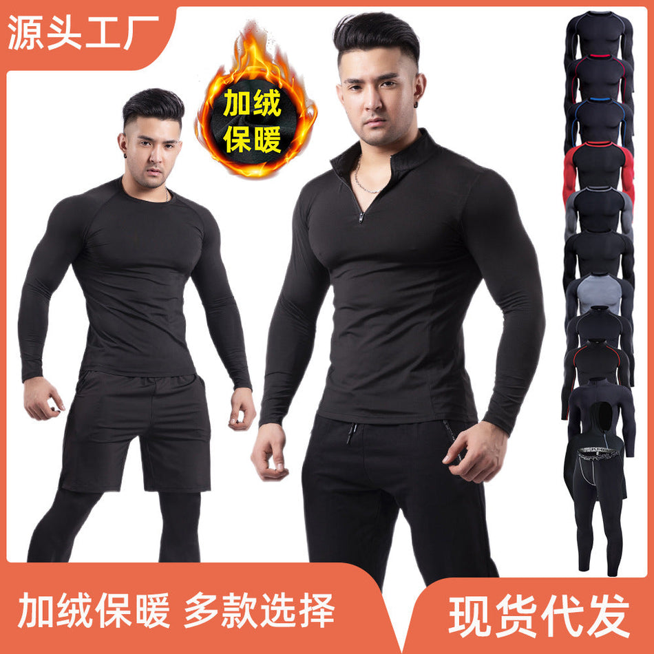 STOCK-Fleece-Lined Winter Sports T-Shirt for Men