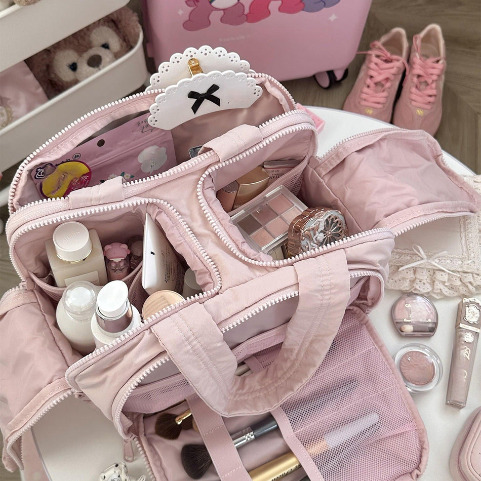 Double-Layer Partitioned Toiletry Bag Travel Cosmetic Bag