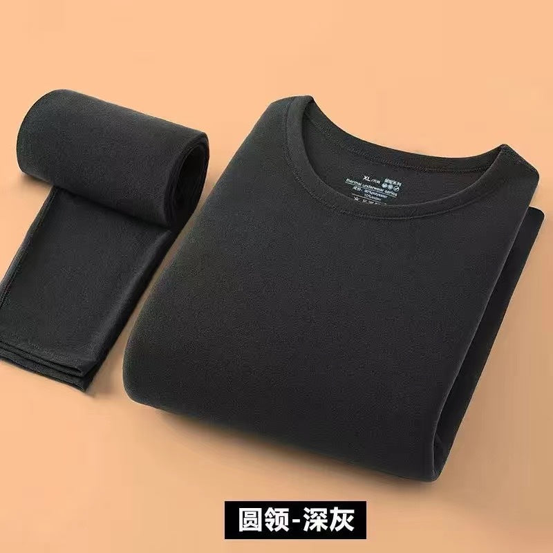 Men’s Velvet Thermal Set Fleece-Lined Crew Neck Suit