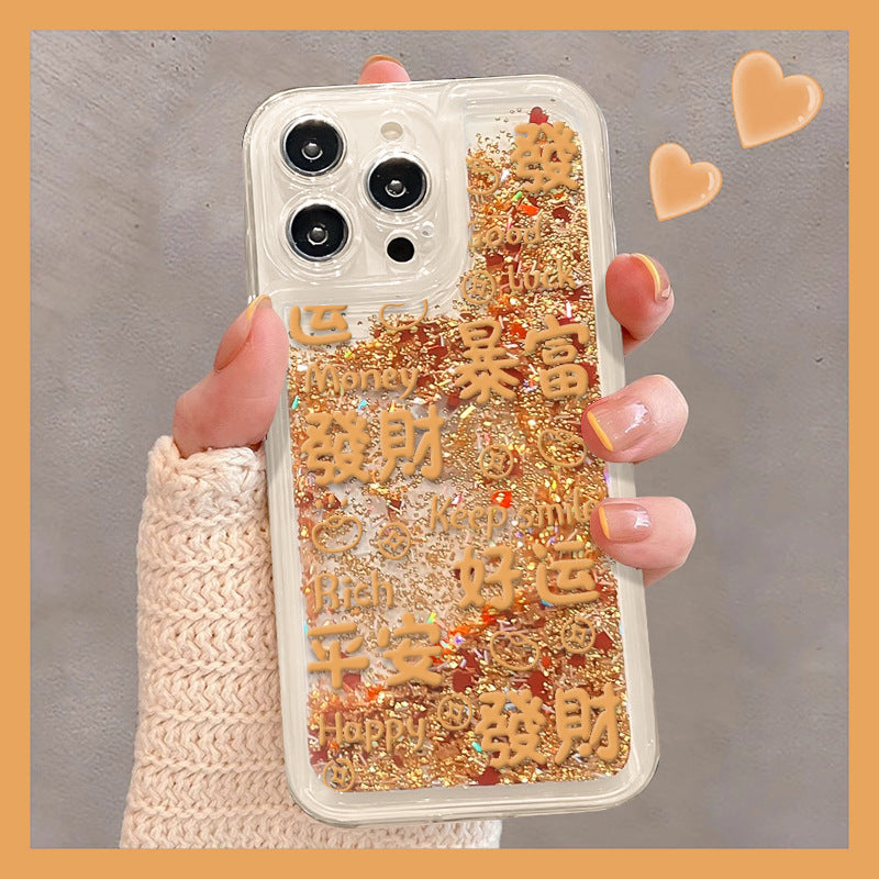 Gold Good Luck Case – iPhone 16/15/14/13 Drop-Proof