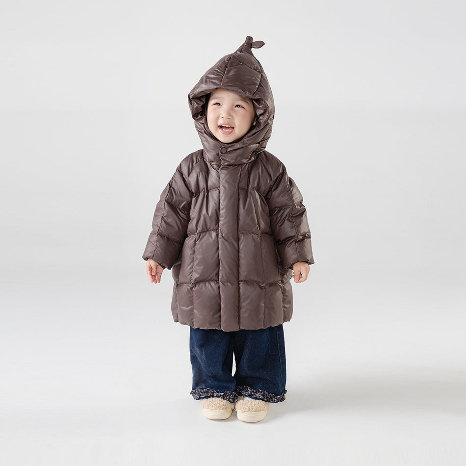 Hayobei Kids’ Down Jacket with Elf Hat Korean Style Winter Coat