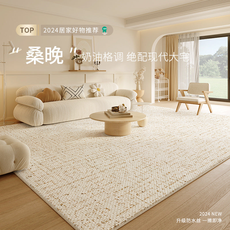 STOCK-Cream Solid Waterproof Carpet - No-Wash Needed