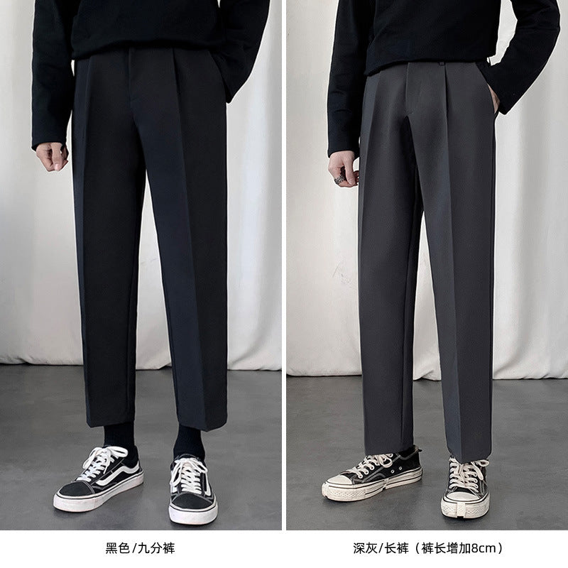 Men’s Summer Loose Straight Elastic Waist Casual Suit Pants