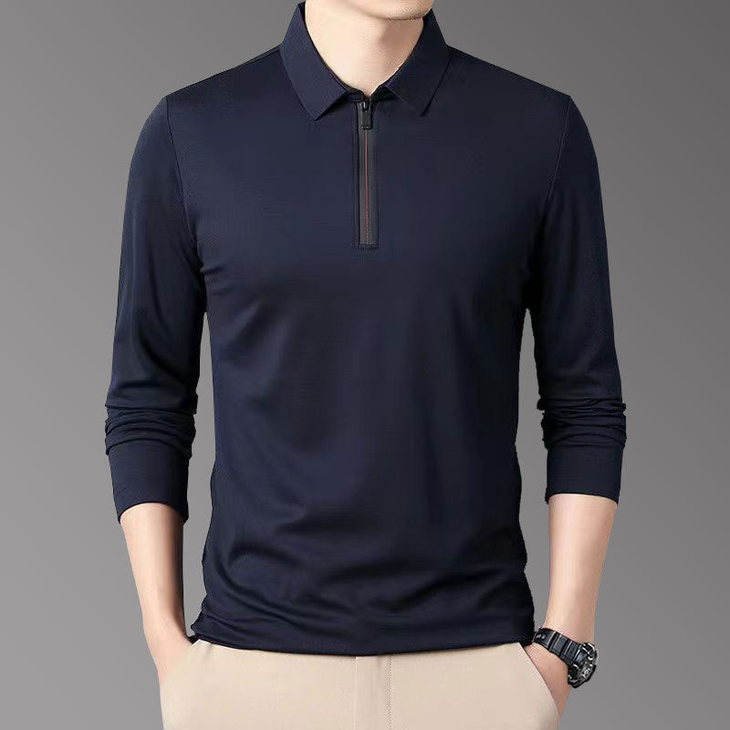 Men's Zipper Polo – Long Sleeve, Stretch & No Iron
