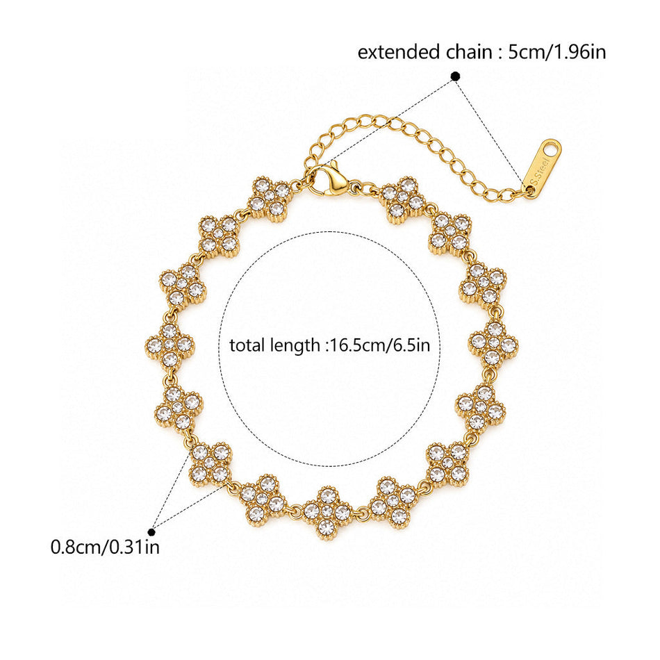 Colorful Diamond Stainless Steel Bracelet Necklace Set