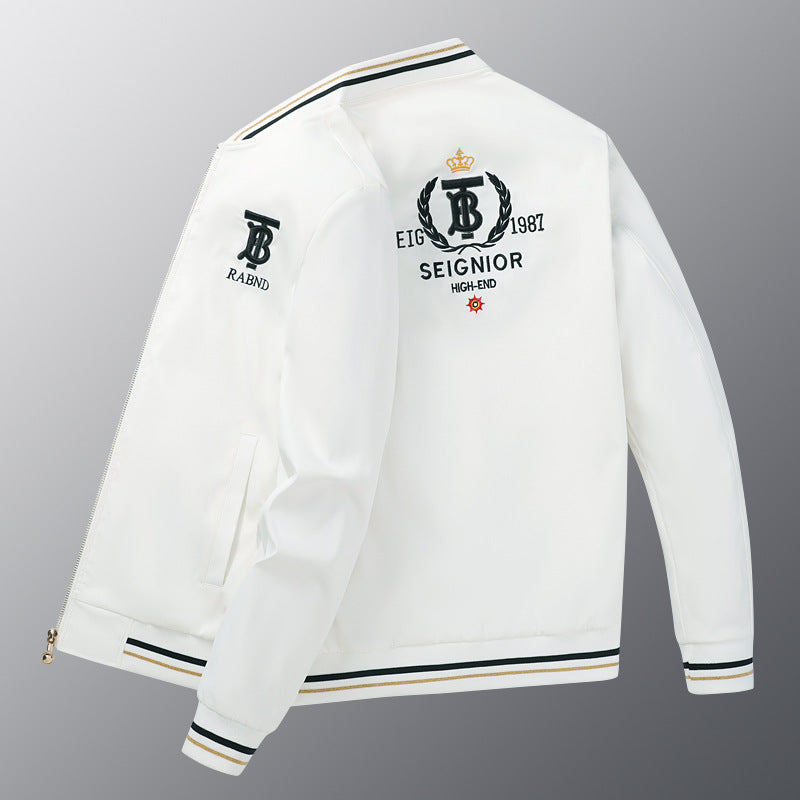 Men's Embroidered Aviator Jacket Spring Autumn Winter Trendy