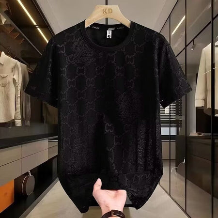Men's black long sleeve T-shirt - loose fit round neck casual top
